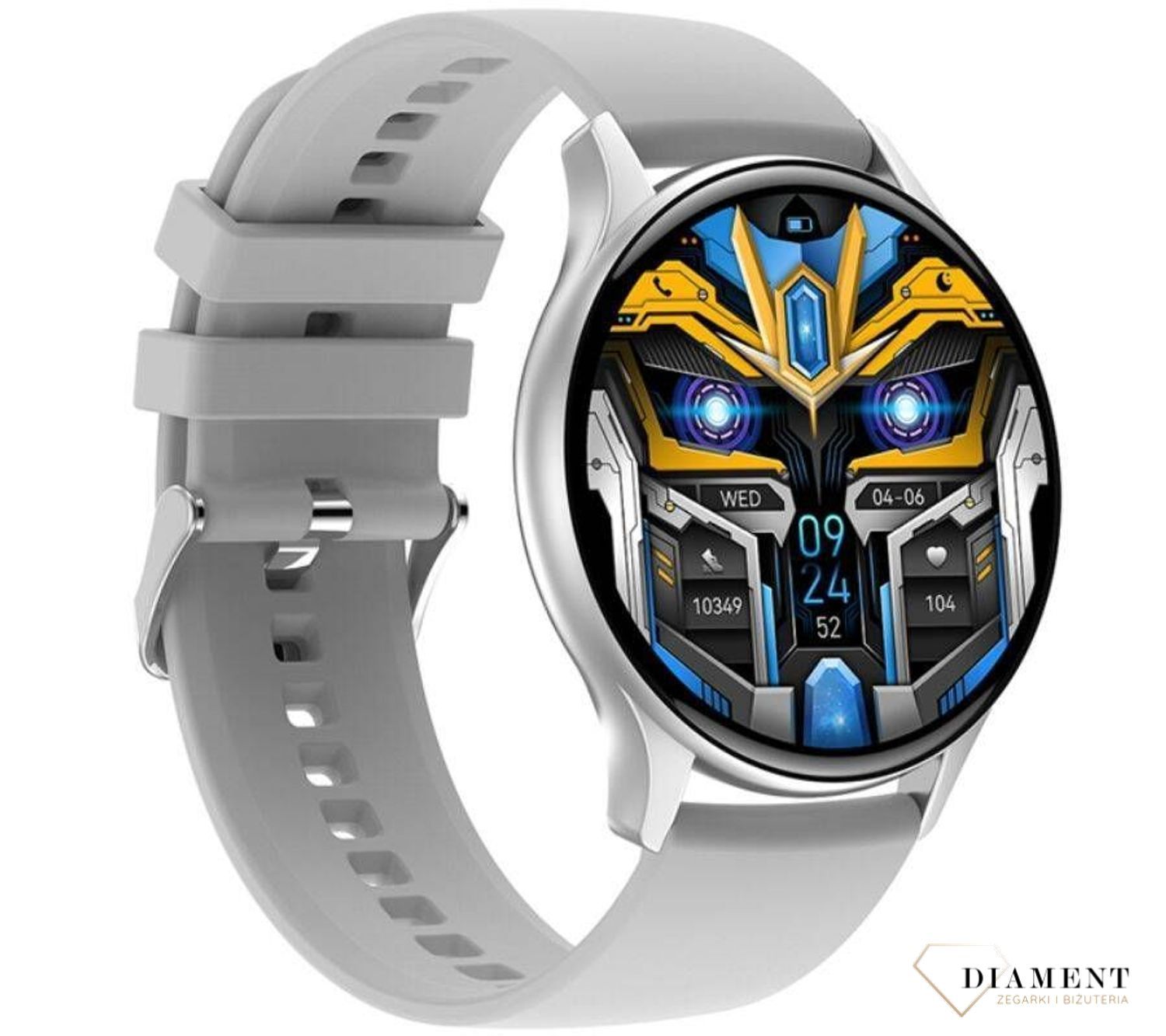 Smartwatch damski Rubicon z rozmowami szary pasek RNCF11. Smartwatch damski na prezent. Zegarek sportowy damski. Smartwatch na silikonowym pasku. Smartwatch z rozmowami telefonicznymi..jpg